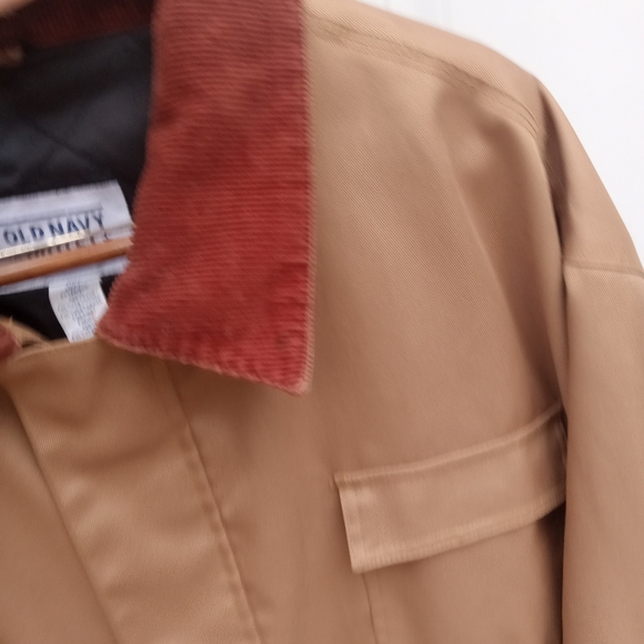 Vtg Barn Jacket Chore Coat Tan Jacket Brown Corduroy Collar Old Navy XXL - Picture 3 of 11